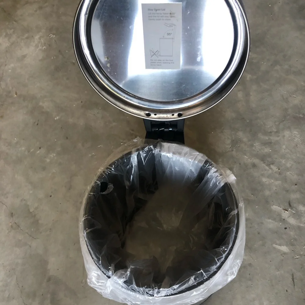 Small Bathroom Stainless Steel Step Trash Can - Pedal-Operated, Silver